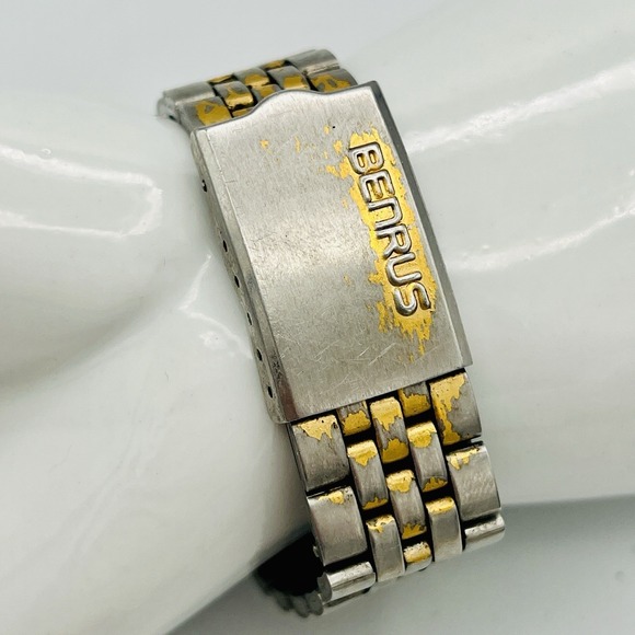 Vintage Benrus TechniQuartz Men's Watch Date Sunburst Dial Green Gold FOR PARTS - Picture 4 of 7